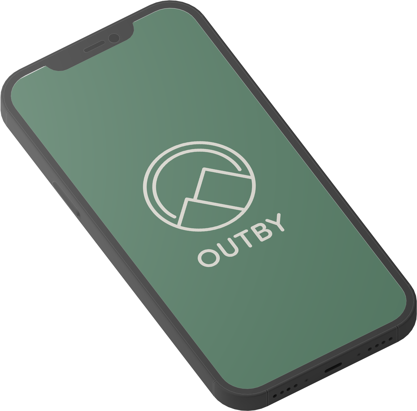 Mockup på iPhone med Outby logga